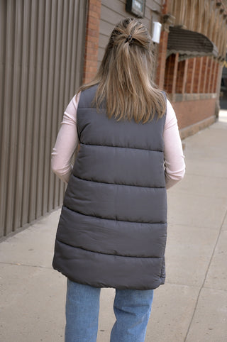 Sleek Dark Gray Long Vest