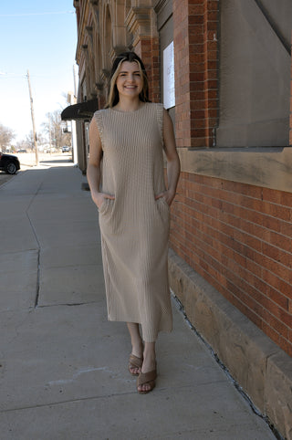 Sleek Striped Sleeveless Maxi Dress