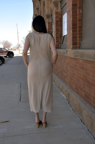 Sleek Striped Sleeveless Maxi Dress