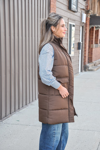 Sleek Zip Front Long Vest, view 5