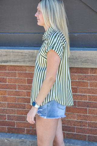 Sleek and Striped Cuff Sleeve Top