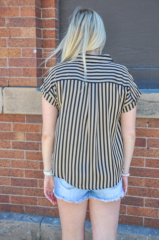 Sleek and Striped Cuff Sleeve Top