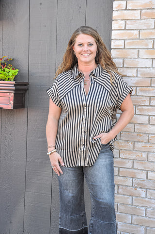 Sleek and Striped Cuff Sleeve Top