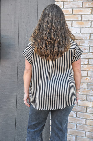 Sleek and Striped Cuff Sleeve Top