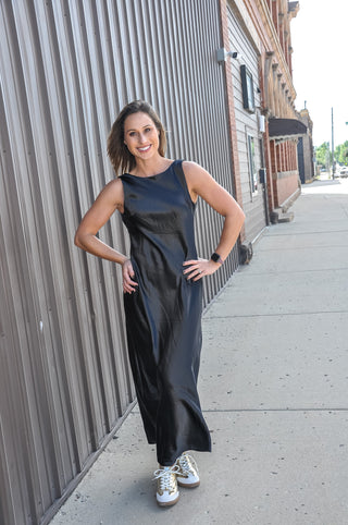 Sleeveless Back Cowl Cocktail Maxi Dress