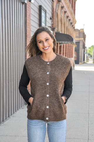 Sleeveless Button-Up Sweater Vest