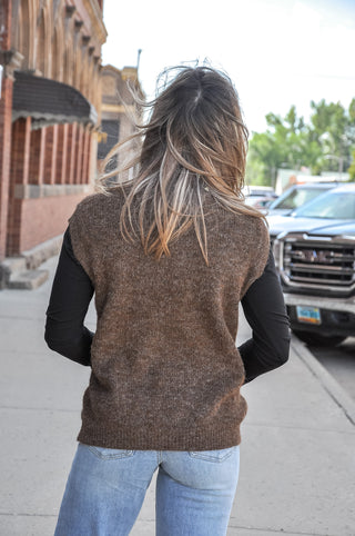 Sleeveless Button-Up Sweater Vest