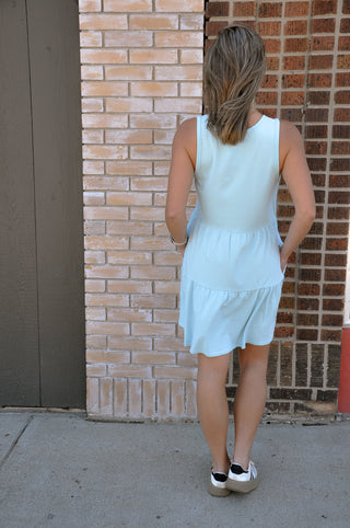Sleeveless Crewneck Tiered Mini Dress
