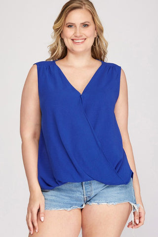 Sleeveless Surplice Woven Top