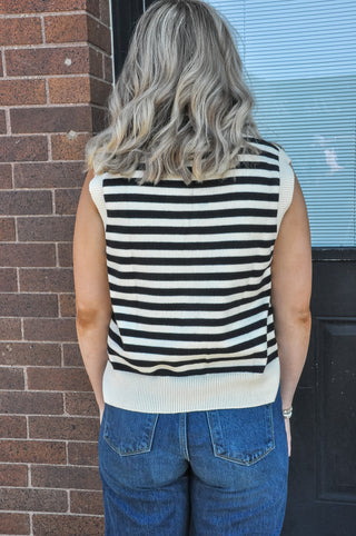 Side Slit Striped Sweater Vest