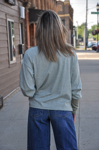 Slouchy Cowl Pin Stripe LS Top