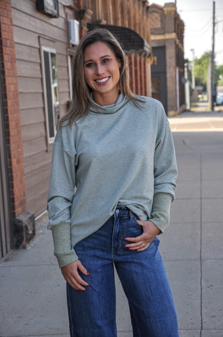 Slouchy Cowl Pin Stripe LS Top | JQ Clothing Co.