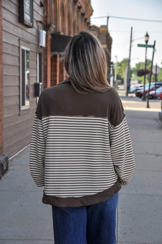 Slub Knit Mix and Match Striped Top