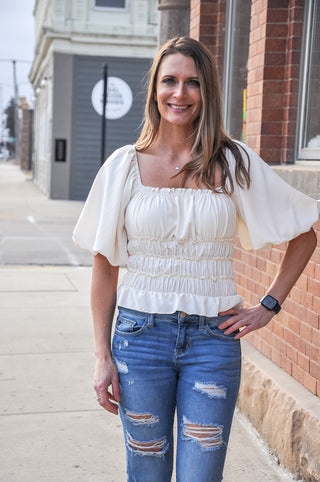 Smocked Square Neck Bodysuit