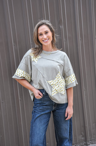 Smoky Grey Relaxed-fit Cotton Top