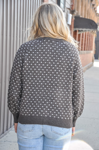 Snowflake Jacquard Button-Down Sweater Cardigan