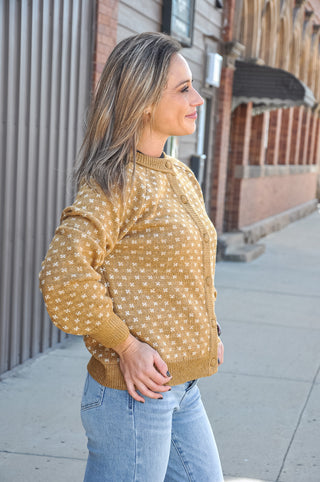 Snowflake Jacquard Button-Down Sweater Cardigan
