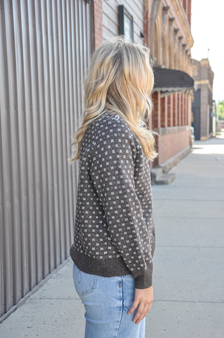 Snowflake Jacquard Button-Down Sweater Cardigan