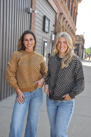 Snowflake Jacquard Button-Down Sweater Cardigan