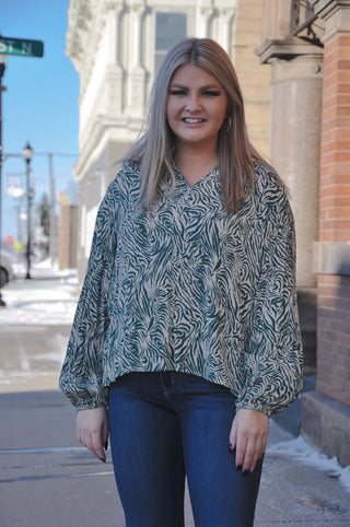 Soft Crinkle Zebra Print Blouse