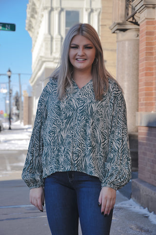 Soft Crinkle Zebra Print Blouse