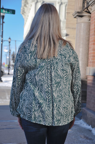 Soft Crinkle Zebra Print Blouse