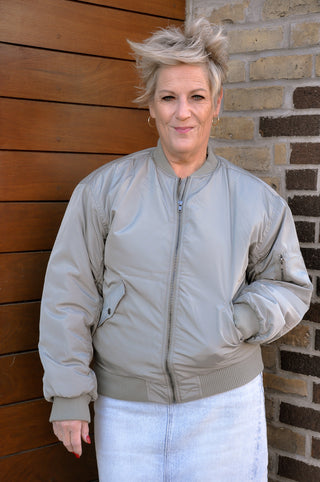 Solid Ruched Bomber Jacket