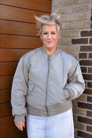 Solid Ruched Bomber Jacket