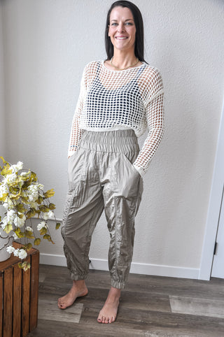 Solid Smocked Waistband Jogger