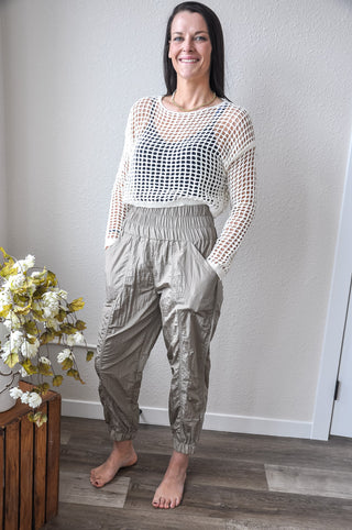 Solid Smocked Waistband Jogger