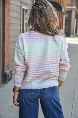Space-Dye Striped Button-Down Cardigan