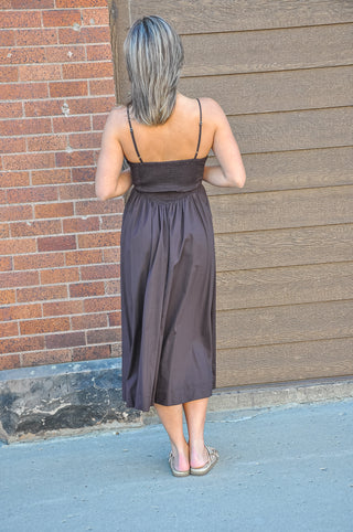 Spaghetti Strap Plain A-line Maxi Dress