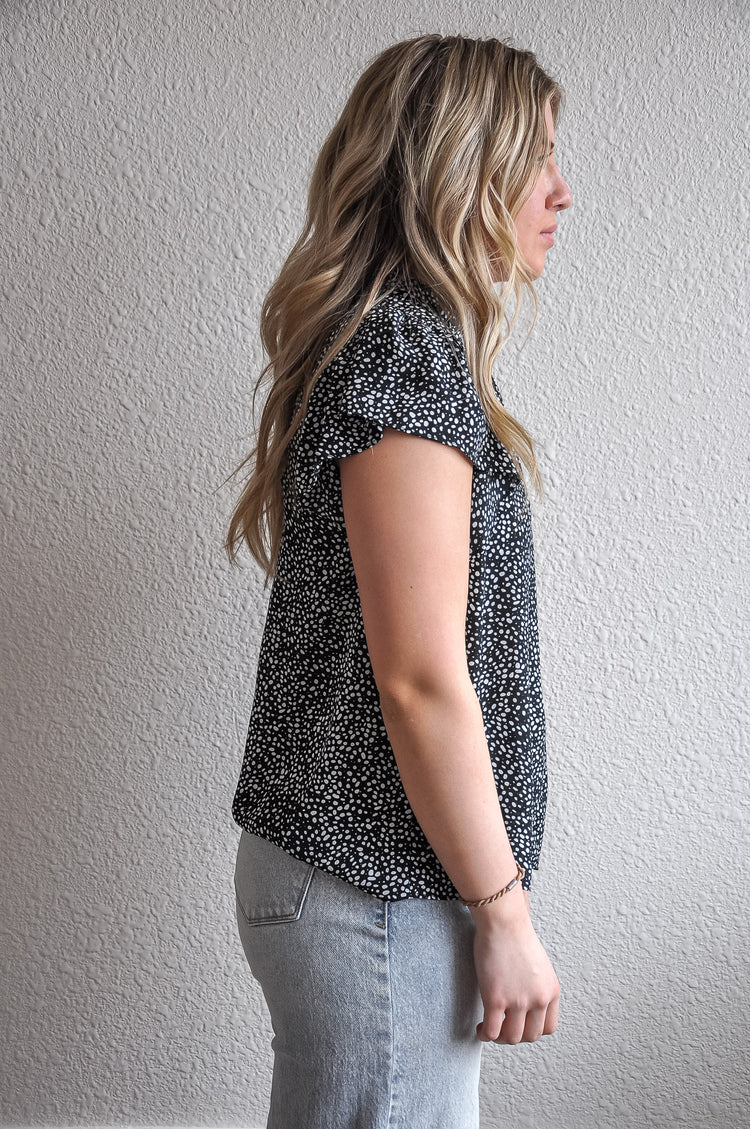 Speckled Black and White Blouse