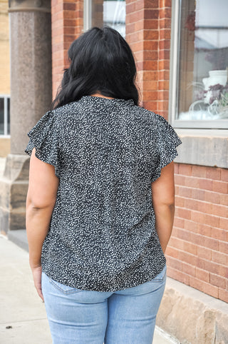 Speckled Black and White Blouse