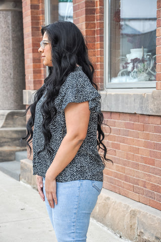 Speckled Black and White Blouse