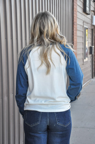 Split Neck Colorblock Waffle