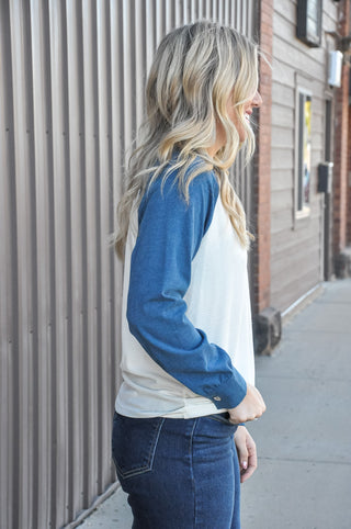 Split Neck Colorblock Waffle