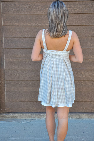 Squared Neck Gingham Print Tunic