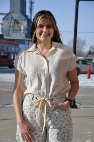 Stitch Detail Covered Placket Blouse