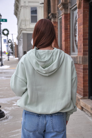 Stitch Detailed Elastic Hem Half Zip Hoodie