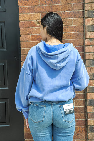 Stitch Detailed Elastic Hem Half Zip Hoodie