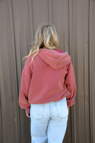 Stitch Detailed Elastic Hem Half Zip Hoodie
