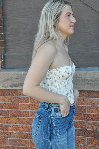 Strapless Eyelet Embroidered Corset, view 2