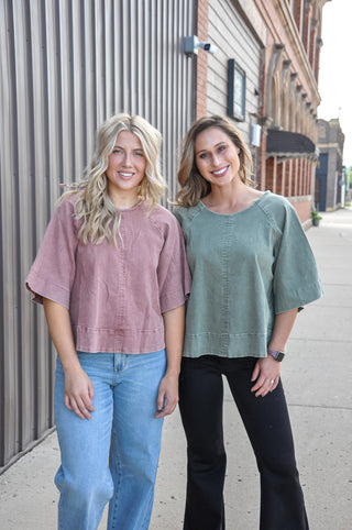 Stretch Denim Tie Back Detail Blouse