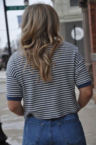 Stripe Button Down SS Thermal Top