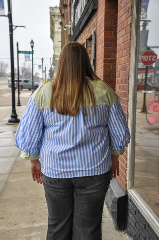 Stripe Mix-match Button Down Top
