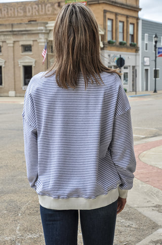 Stripe Mock Neck Sweatshirt