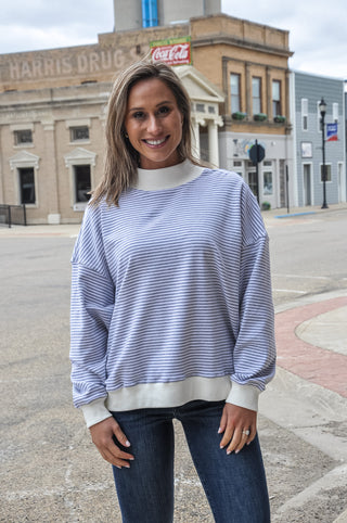 Stripe Mock Neck Sweatshirt