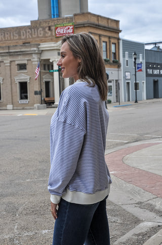 Stripe Mock Neck Sweatshirt