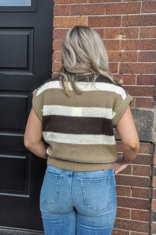 Stripe Pattern Knit Sweater Vest